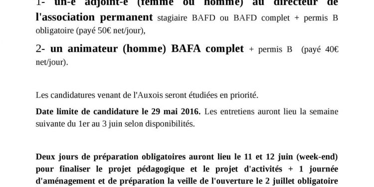 MJC recrute adjoint-e BAFD et animateur (homme) BAFA